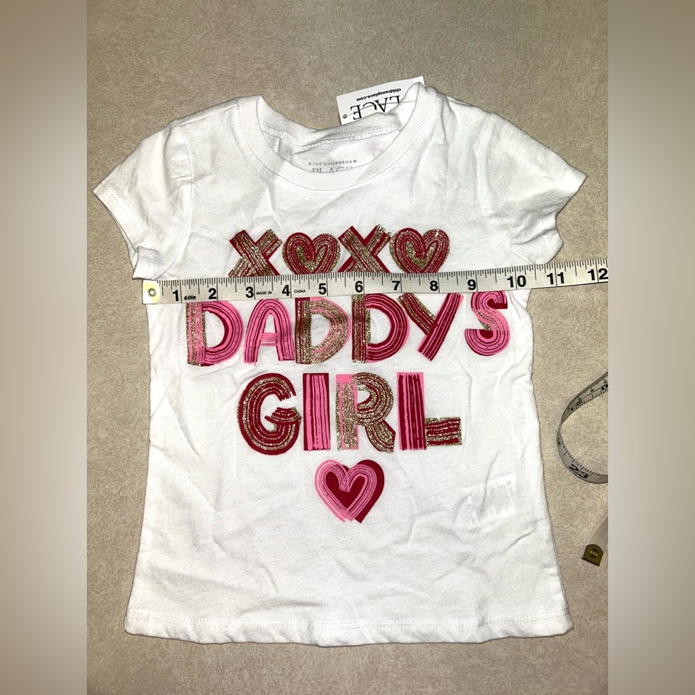 The Childrens Place Daddy’s Girl 2T Toddler Sparkly Hugs & Kisses Hearts Top NWT - Picture 2 of 4
